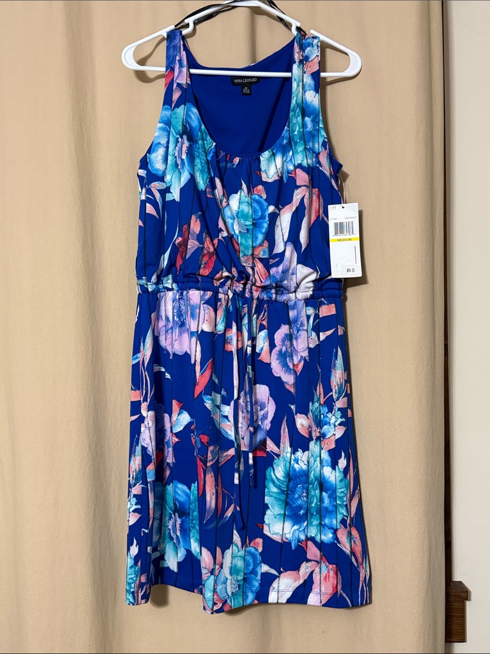 NEW w/ tags - Nina Leonard Blue Floral Midi Dress